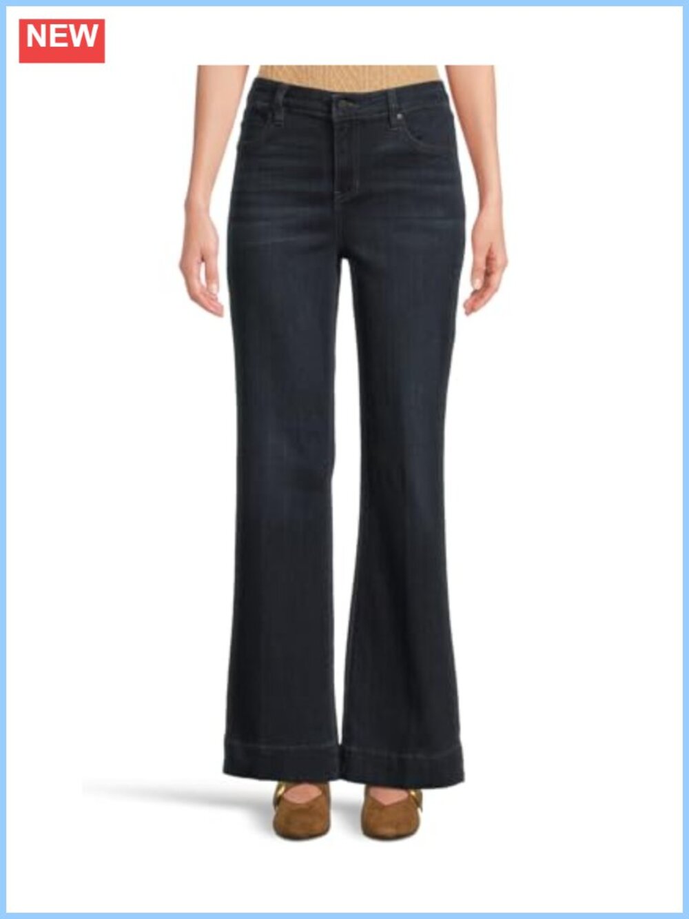 Mid-Rise Bootcut Jeans Wide Hem Cotton Blend Regular Fit Five-Pocket